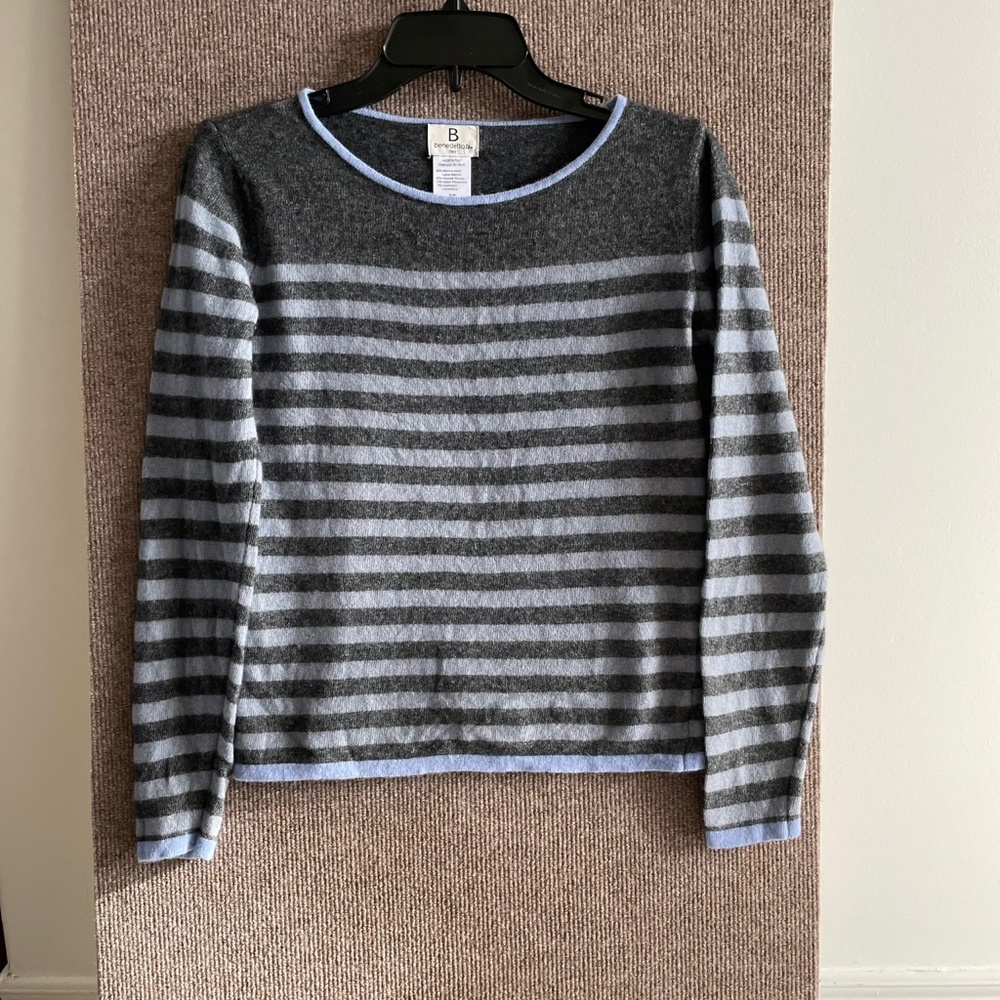 Striped Gray and Blue Women's Sweater